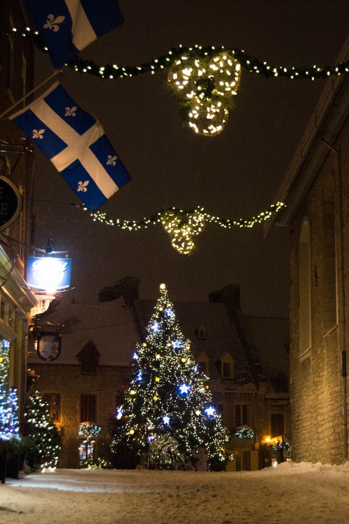 Quartier du Petit Champlain de Québec à Noël
