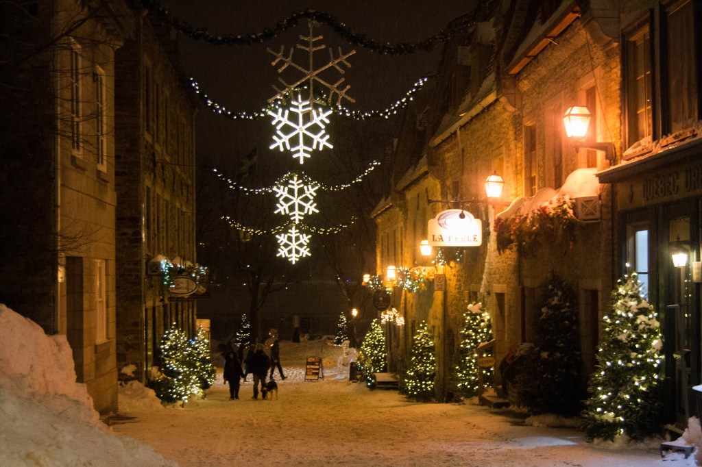 Quartier du Petit Champlain de Québec à Noël