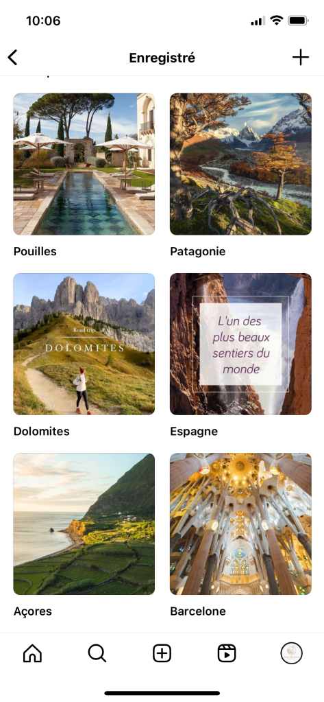 enregistrements sur instagram par collection