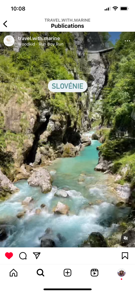 publication instagram de travel with marine sur la slovénie